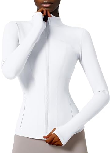 Locachy Women's Slim Fit Full Zip Athletic Running Sports Workout Jacket with Pockets