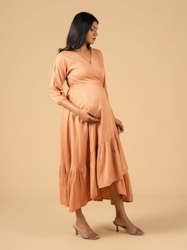 Image of The Mom Store Maternity and Nursing Wrap Dress for New Mom | Pre and Post Pregnancy Wear for Womens | Trendy Stylish Printed Friendly Dresses for Women | Comfortable