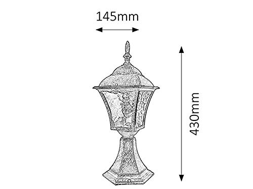 Licht-Erlebnisse Toscana Außenleuchte | Rustikale Sockelleuchte Gold Antik, IP43, 43 Cm, E27