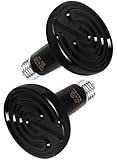 WUHOSTAM 2 Pack 75W Infrared Ceramic Heat Lamp,Black Reptile Emitter Bulb for Pet Coop Heater Chicken Lizard Turtle Brooder Aquarium Snake, No Harm No Light, ETL Listed