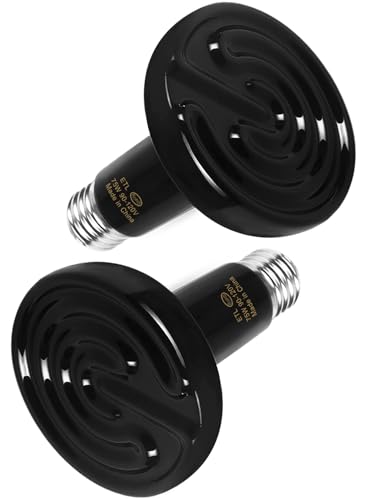 WUHOSTAM 75W Infrared Ceramic Heat Lamp, Black, 2 Pack