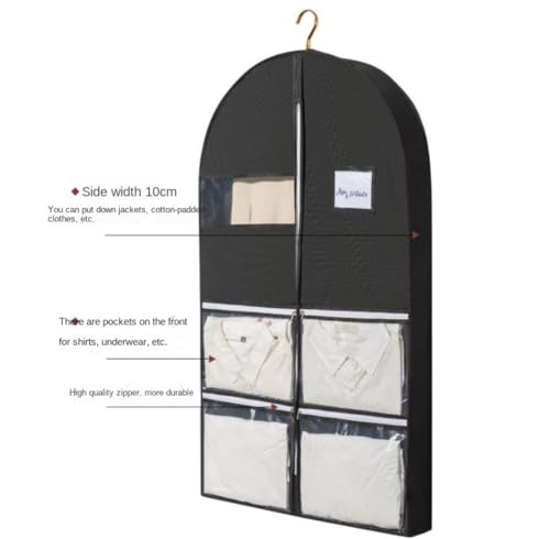 Habrur Clothes Cover 5 Pack Garment Bags Suit Bags With 4"" Gussets 4 Pockets For Hanging Clothes Suit Bags (Color : Pink, Size : 60 * 10 * 100cm)2