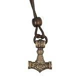 Norse Alley Thor’s Forged Hammer Pendant | Brass Mjölnir Necklace with Adjustable Leather Cord | Norse Viking Talisman Jewelry