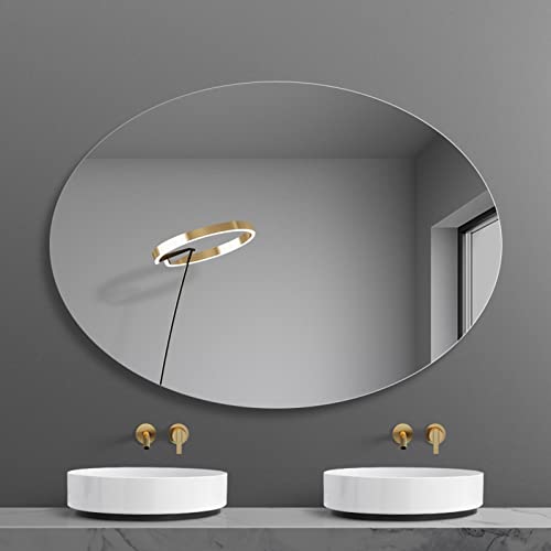 Frameless Vanity Mirror Without Perforation,Minimalist Bathroom Mirror, Oval Wall Mirror