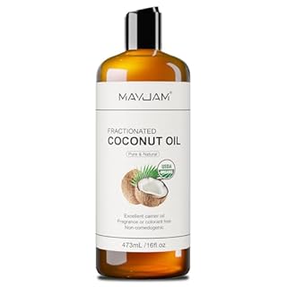 MAYJAM Organic Coconut Oils 473ML, Handcraft Fractionated Coconut Oil, Pure Natural DIY Beauty Recipes, pure coconut oil for Skin and Hair Treatments