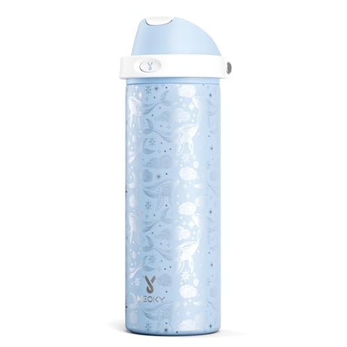 Image of 24 oz Insulated Water Bottle with Straw: Meoky Stainless Steel Metal Water Bottle with 2-in-1 Lid - Leak Proof, Cold for 24 Hours, Fits in Car Cup Holder, BPA-Free for Gym Travel Sports, Blue Whale