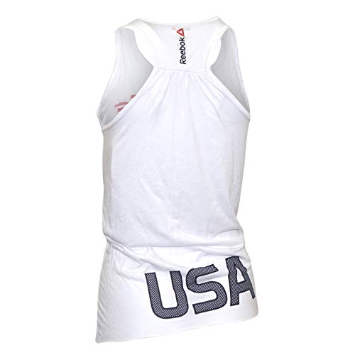 Reebok Crossfit Women's White Forging Elite Fitness USA Flag Flagpax Tank Top A76977 (Large)