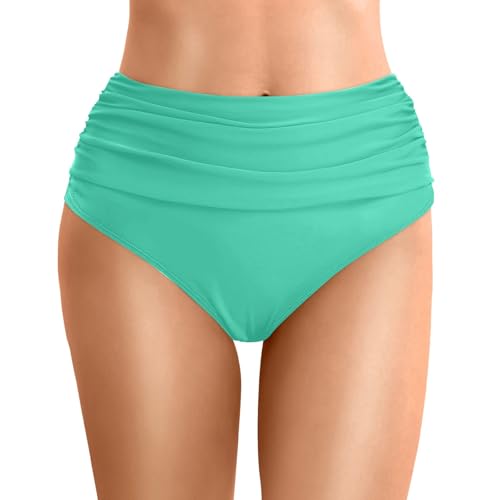 JokeLomple Braguitas de Bikini de Cintura Alta para Mujer, Pantalones Cortos de Playa, Parte Inferior Fruncida, Parte Inferior de baño de Corte, Parte Inferior de Traje de baño de,#A