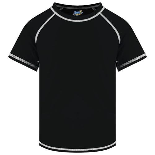 Image of Boys Rash Guard Swim Shirt Short Sleeve for Toddler Kids Youth Rashguard Water Shirt UPF+ 50 Quick Dry Swimming Shirt