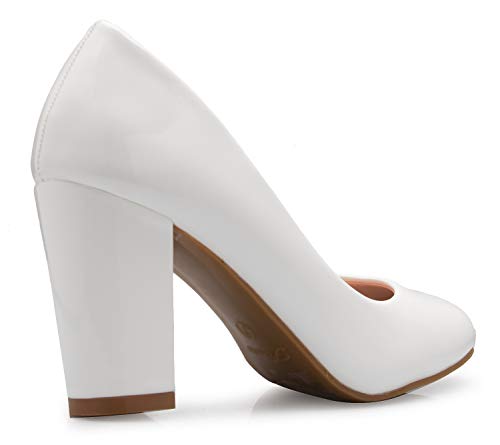 Image of Olivia K Women's Classic Round-Toe Platform Pumps High Block Heel - Adorable, Comfortable