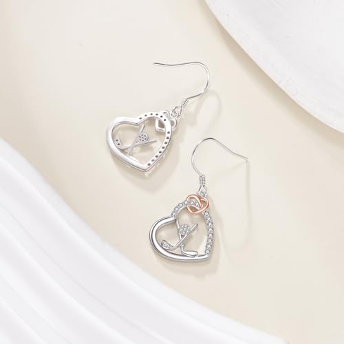 Golf Heart Dangle Earrings 925 Sterling Silver GolfBall Earrings Jewelry Player Birthday Gifts Christmas Gifts for Women Golf Lovers2