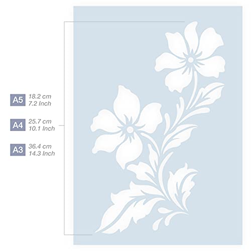 QBIX Pochoir fleur - Pochoir fleurs sauvages - Pochoir deux fleurs - Taille A5 - Pochoir bricolage réutilisable pour enfants, pour peinture, pâtisserie, travaux manuels, mur, meubles - Image 3