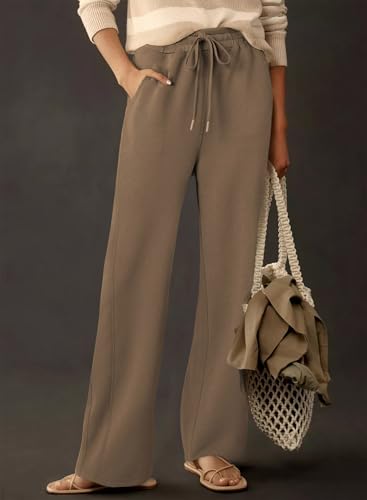 Dokotoo Women's Wide Leg Pants 2025 Flowy Casual Pants Straight Leg Elastic Waisted Stretch Palazzo Pants - Image 3
