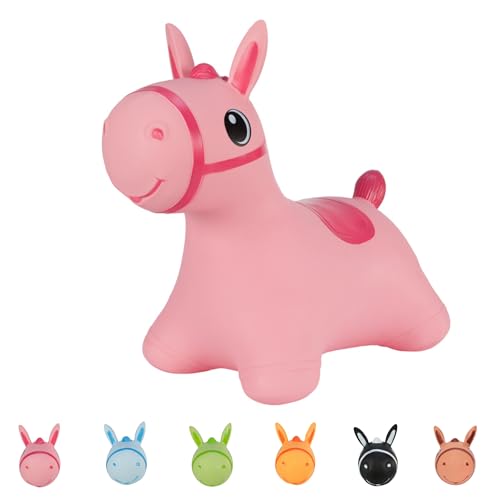 Hoppimals Tootiny Hüpftier, Hüpfpferd, Hüpftier ab 1 Jahre, Perfekt für Gymnastik & Geschicklichkeit für Kinder, Verpackt im Geschenkkarton, inklusive Pumpe - Baby-Hüpfer ROSA