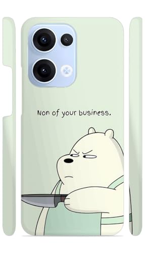 Image of None of Your Business Icebear Designer Printed Hard Back Cover for Oppo Reno 13 5G Attractive and Uniquely Crafted Smartphone Case