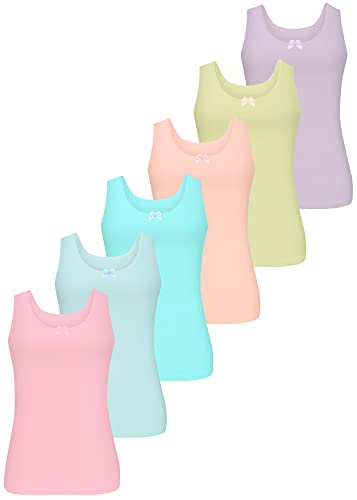 LOREZA ® 6 Mädchen Baumwolle Unterhemden mit Schleife Tank Top...