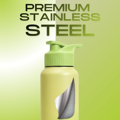 Image of Speedex Customised Stainless Steel Water Bottle 1 Ltr with Name - Personalised Engraved Sipper Cap Bottle for Kids, Men & Women, School, Gym, Office Lime Green, Set of 1
