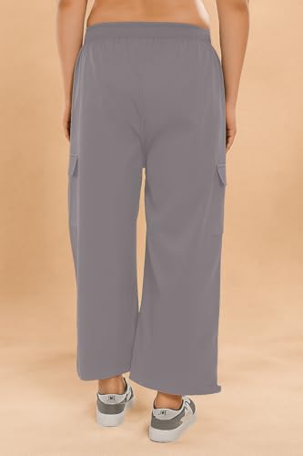 Image of ADDYVERO Women's High-Waist Loose Fit Cargo Pants with Six Pockets (Grey, 32)