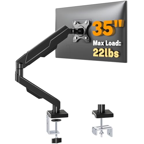 RFIVER Single Monitor Arm for 1735 Inch Screens Fast Install Monitor Mount with Tool-Free Tilt Swivel Rotate Monitor Arm Desk Mount Increased Load Capacity from 2-10kg Max VESA 75/100mm