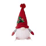 Lutin de Noël lumineux en peluche - 18 cm - Pour décoration - Rouge