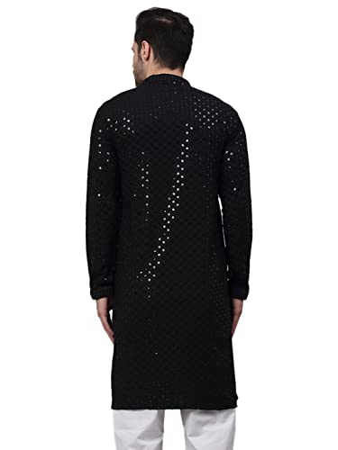Image of Jompers Men's Regular Fit Cotton Chikankari Embroidered and Sequence Kurtas