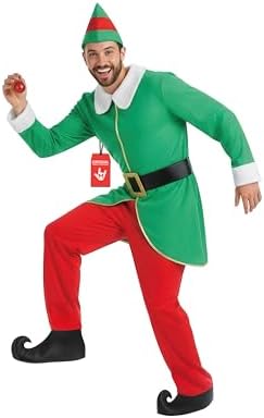 Déguisement Elfe Noël Homme Ciao - Tunique Avec Ceinture, Pantalon Et Chapeau à Clochette - Taille Unique Adulte