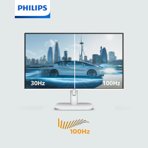 Image of PHILIPS 27E1N1100AW 27 inch Full HD Monitor, White Body, 100Hz Refresh Rate, 1ms, IPS, Low Blue, Easy Read Mode, HDMI, VESA Mount, Built-in Speakers, AMD FreeSync, Cable Management Design