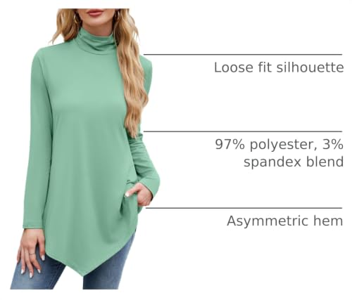 Image of JUSTFASHIONNOW Turtle Neck Shirts for Women Long Sleeve Fall Tunic Tops