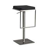 FineBuy Barhocker Schwarz Kunstleder Edelstahl Design Barstuhl Modern, Tresenstuhl Drehbar Gepolstert, Bistrohocker Metall Hoch, Thekenhocker Höhenverstellbar, Hoher Hocker für Bar