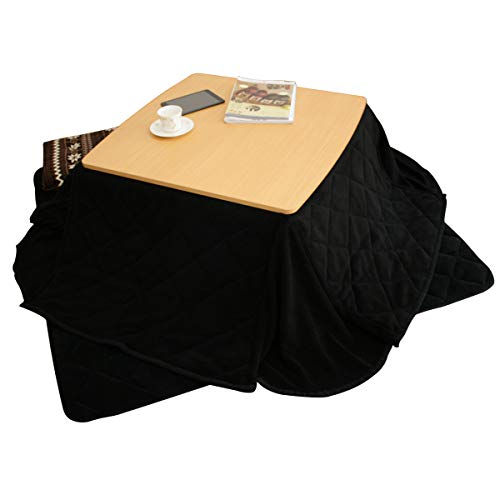こたつ布団セット 省スペース マイクロファイバー こたつ掛け敷きセット (ブラック, 小さめ長方形)