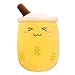 Misazy Peluche Bubble Tea, Oreiller Peluche Oreiller en Peluche De Thé à Bulles Décor à La Maison Bulle Thé Tasse Poupée Coussin Doux Jouets en Peluche pour Enfants y Adultes (Jaune B, 25 Cm)