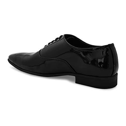 Image of San Frissco mens Ak 1043 San Frissco Men's Formal Shoes Glossy Shine Lace Up Derbys Office Wear Footwear Soft Cushioned Footbed with TPR Sole Lightweight, Flexible and Stylish for Wedding and Parties - 11 (Pine)