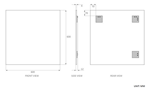 Waterstone Mirrors & Frames LTD 60 x 60cm Square Bathroom Mirror, Unframed, Frameless Bathroom Mirror with Wall Hanging Fixing Hardware