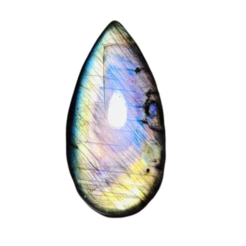 Labradorite arc-en-ciel naturelle forme poire cabochon 58x30x8mm pierre gemme en vrac bricolage