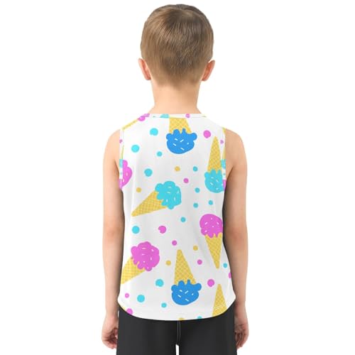 J JOYSAY Cartoon Icecream Dot White Boys Tank Top Sleeveless Muscle Shirts Quick Dry Kids T-Shirts 3-15T3