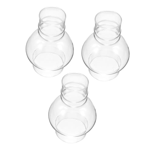 Alipis 3個クリアガラスランプシェード オイルランプ用防風シェード 迅速取付け可能 透明耐久性交換用灯芯保護カバー 昔ながらの灯油ラン