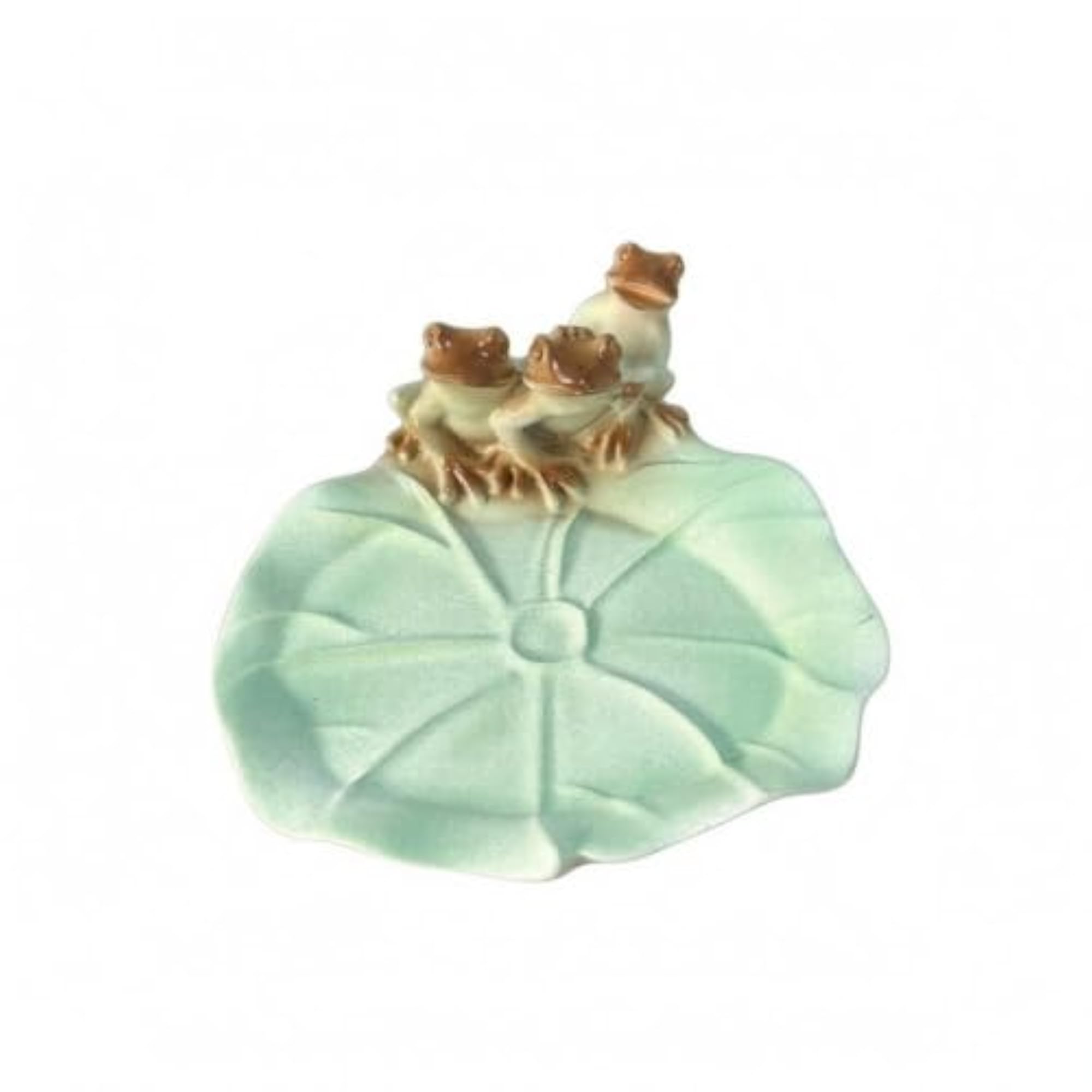 Nature-Inspired Lotus Leaf Dish with Frog Design