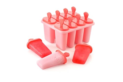 Clazkit Set of 8 Plastic Reusable Strawberry Ice Pop Makers, Homemade Popsicle/Frozen Ice Cream/Kulfi Candy for Children & Adults - Multicolor,15.8X11X8 Cm Clazkit Set of 8 Plastic Reusable Strawberry Ice Pop Makers, Homemade Popsicle/Frozen Ice Cream/Kulfi Candy for Children & Adults - Multicolor,15.8X11X8 Cm