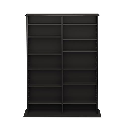 Image of Prepac 2 Column Display Cabinet Media Storage, Double Width Wall, Black