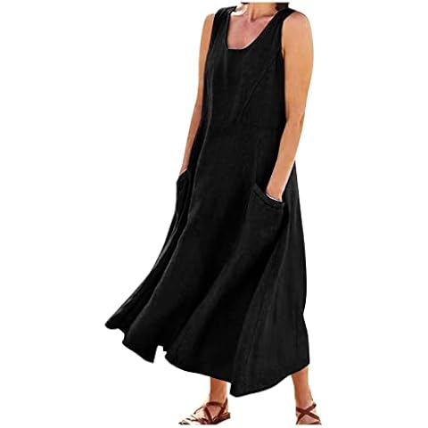 Women's Summer Cotton Linen Maxi Dress Cover