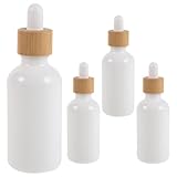 SMASOLO Botellas de Vidrio Gotero 50 Ml, Set de 4 Frascos Herméticos Tapa de Bambú y Porcelana de Color Claro, Frascos Cuentagotas para Aceites Esenciales, Aromaterapia y Viaje