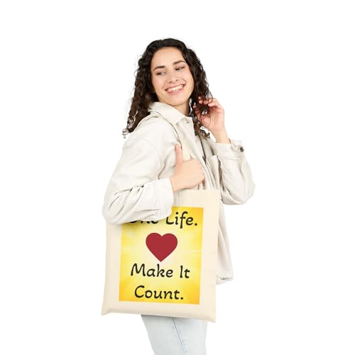 Inspiring Quote Tote Bag - One Life Make It Count - Eco-friendly Shopping Bag, Gift for Her, Tote Bag, Travel Bag, Gym Bag3