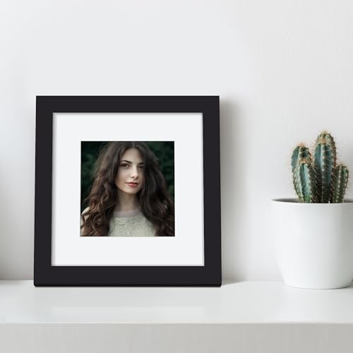 Image of upsimples 6x6 Picture Frame, Display Pictures 4x4 with Mat or 6 x 6 Without, Wall Hanging Square Frames, Black, 1 Pack