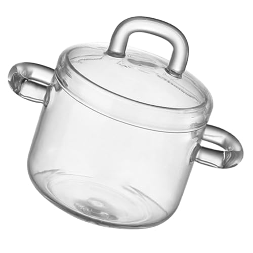 GRIRIW Cacerola de Vidrio Resistente al Calor con Tapa Hermética para Cocinar Sopas y Guisos Estufas Pequeñas Transparente para Cocina Compacta