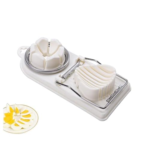 jiuzcare Cortadora de Huevos Multifuncional Con Rapidez 2 En 1 Rebanadoras Huevos Rebanador Huevo Cocido Corta Los En Delgadas Cortador de Acero Inoxidable para Huevos Duros, Fresas, Ensaladas, Blanco