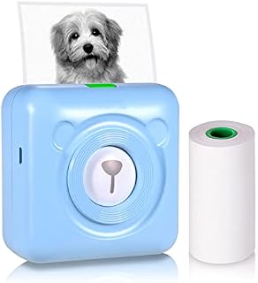 Mini Printer, Portable Printer Wireless Bluetooth Mobile Thermal Printer, Pocket Photo Printer with 1 Roll Printing Paper for Android iOS Smartphone, Inkless Sticker Printer for Label Receipt Photo