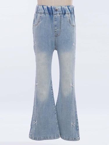 Flared Jeans for Girls Casual Stretchy Denim Bell Bottoms Pants Kids High Waist Slim Fit Trousers with Pockets3