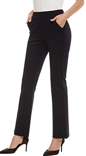 iChosy Women's Pull On Barely Bootcut Stretch Dress Pants Navy 8 Tall