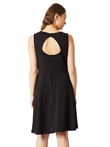 Image of Miss Chase Women's Wine Red Round Neck Knee-Long Skater Dress