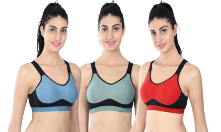 Cotton Polyester Non-Padded Bra Full Coverage Sports Bra for Women and Girls Teenager Gym Workout Bra-image-22